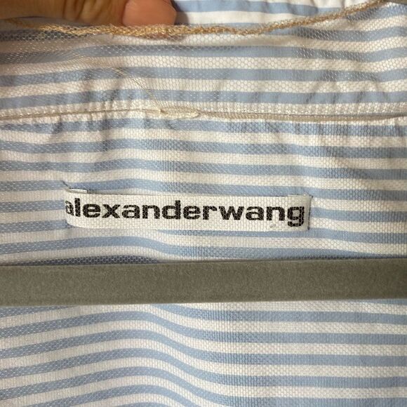Alexander Wang Wrap Mini Blue White Shirt Dress Striped Size 0 - Picture 15 of 15